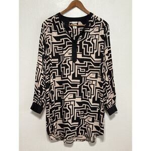 NWOT Richard Allen + H&M Logo Geometric Streetwear Shirt Dress 10 
Black Tan